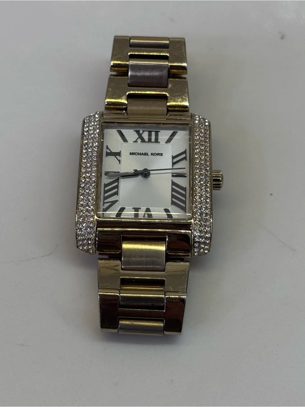 Michael Kors Gold Crystal-Frame Women's Rectangular Watch